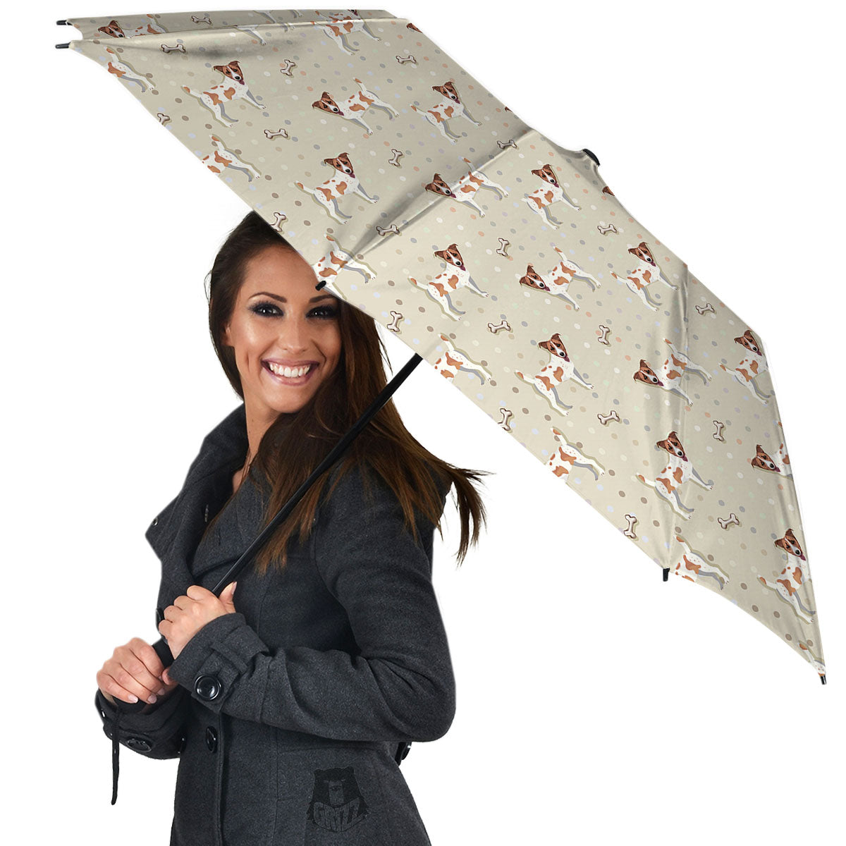 Jack Russell Terrier Polka Dot Print Pattern Umbrella-grizzshop