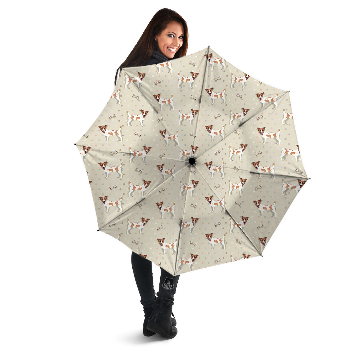 Jack Russell Terrier Polka Dot Print Pattern Umbrella-grizzshop