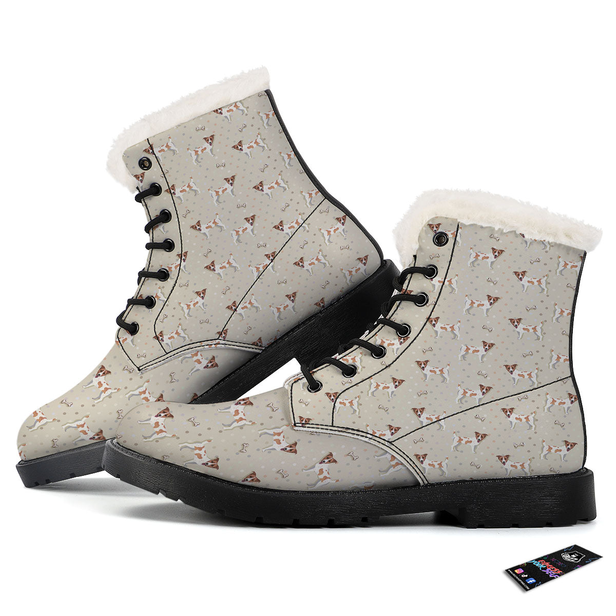 Jack Russell Terrier Polka Dot Print Pattern Winter Boots-grizzshop