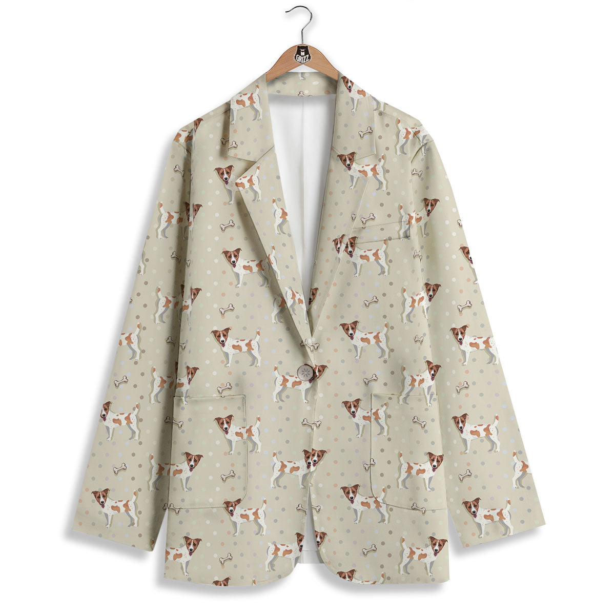 Jack Russell Terrier Polka Dot Print Pattern Women's Blazer-grizzshop
