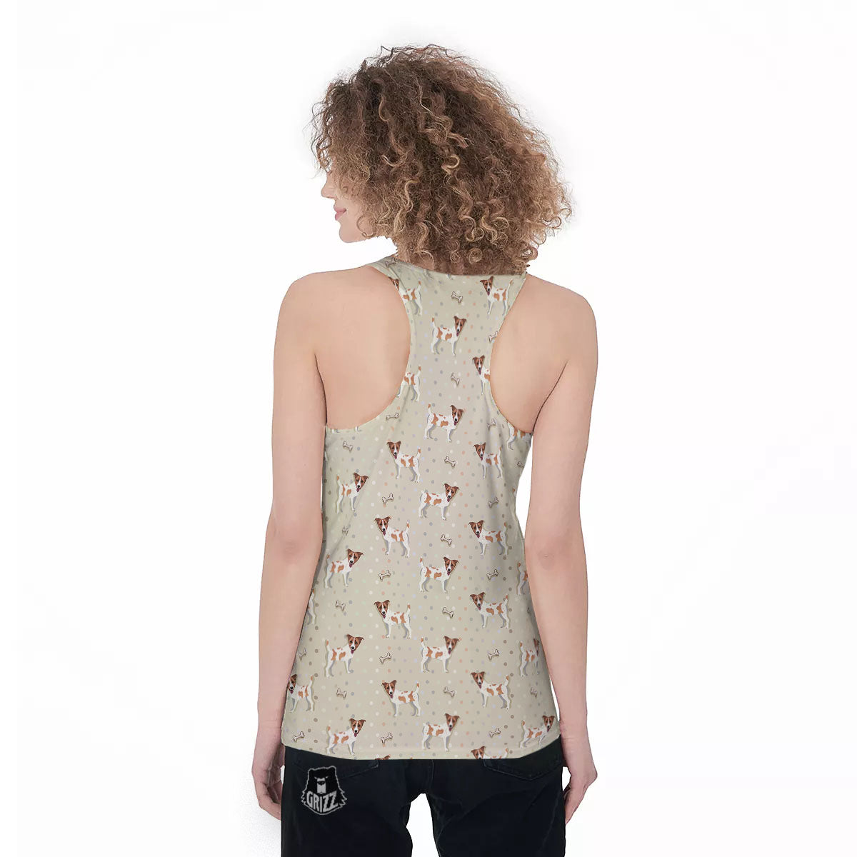 Jack Russell Terrier Polka Dot Print Pattern Women's Racerback Tank Top-grizzshop