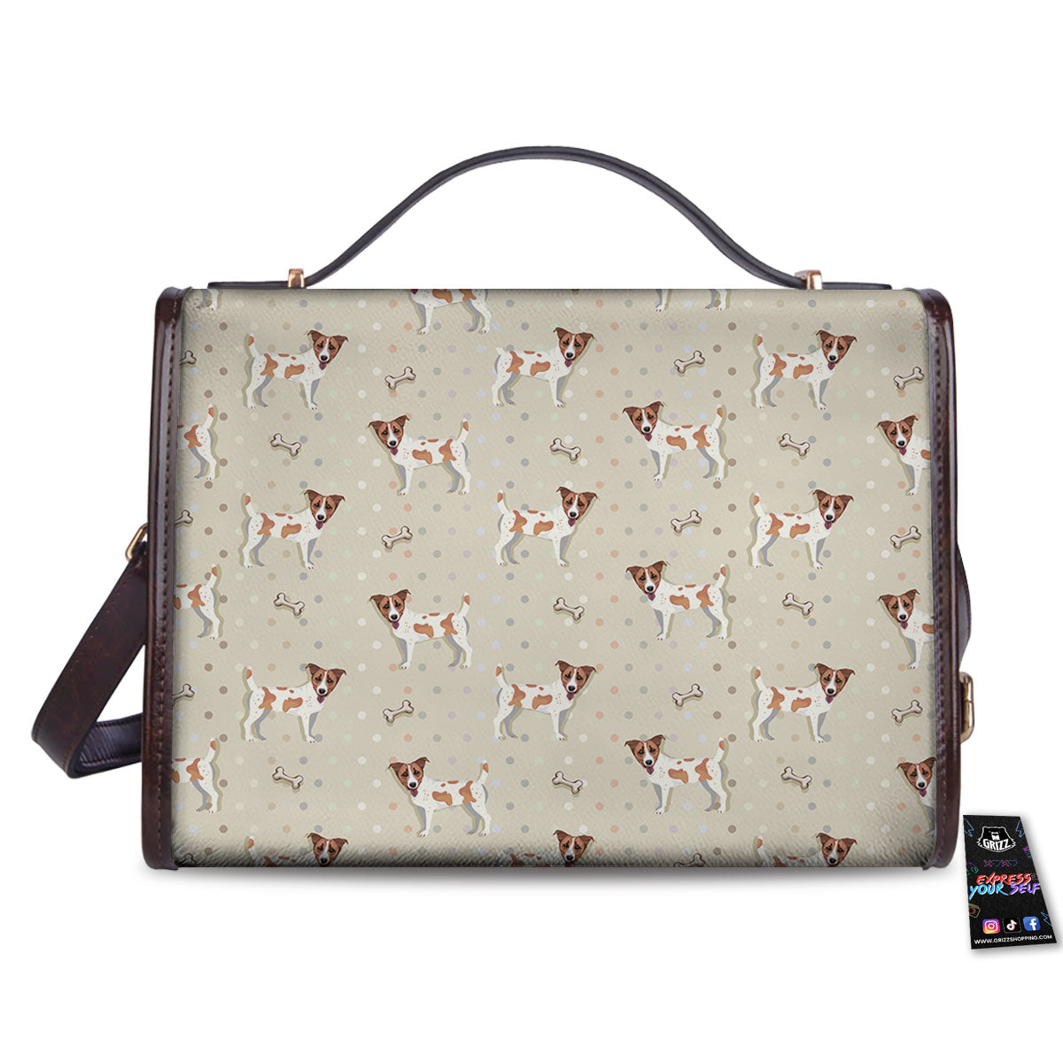 Jack Russell Terrier Polka Dot Print Pattern Women's Satchel Bag-grizzshop