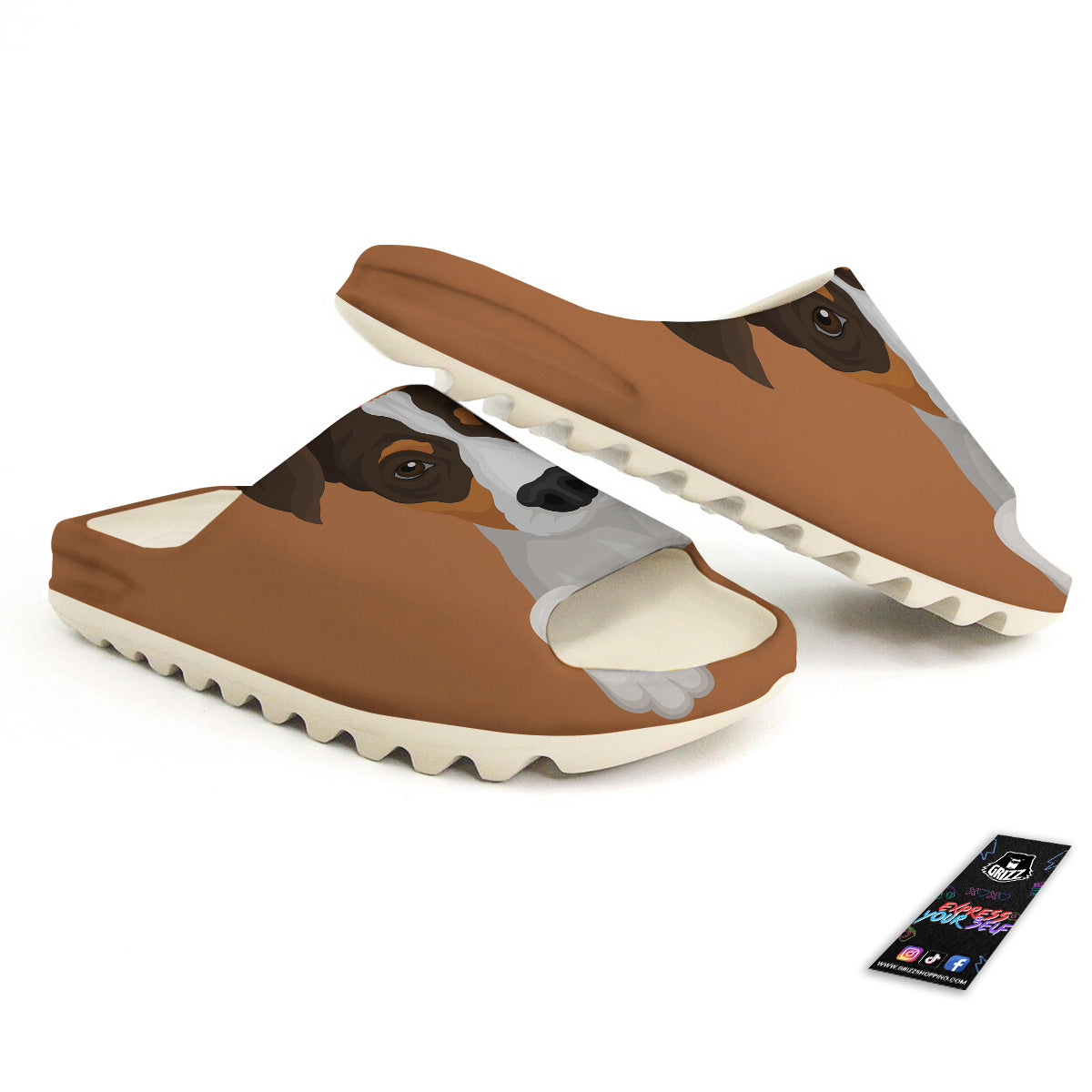 Jack Russell Terrier Cartoon Print Sandals-grizzshop