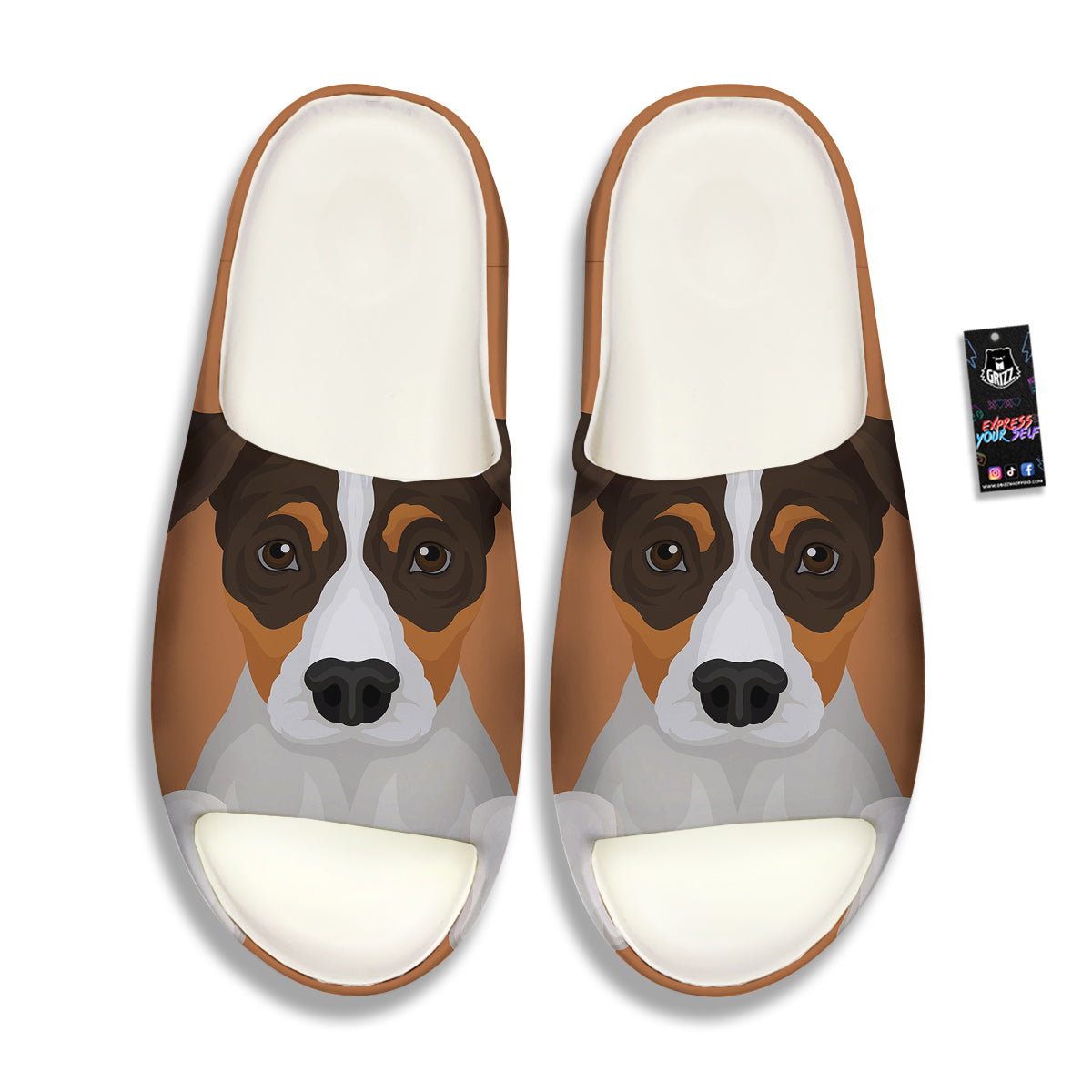 Jack Russell Terrier Cartoon Print Sandals-grizzshop