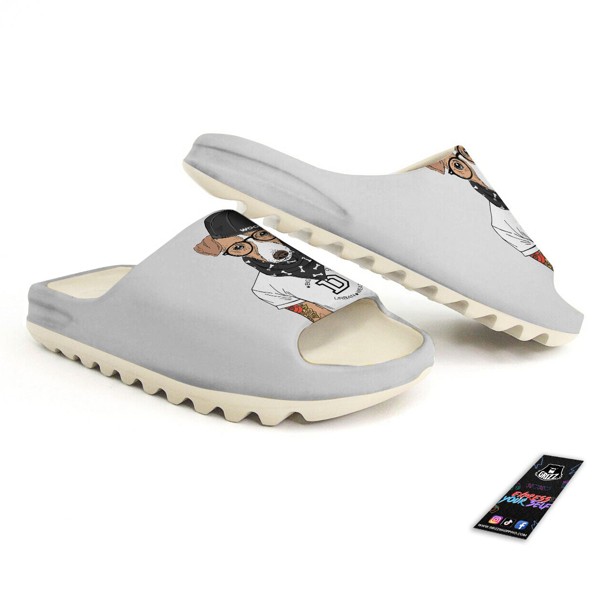 Jack Russell Terrier Hipster Print Sandals-grizzshop
