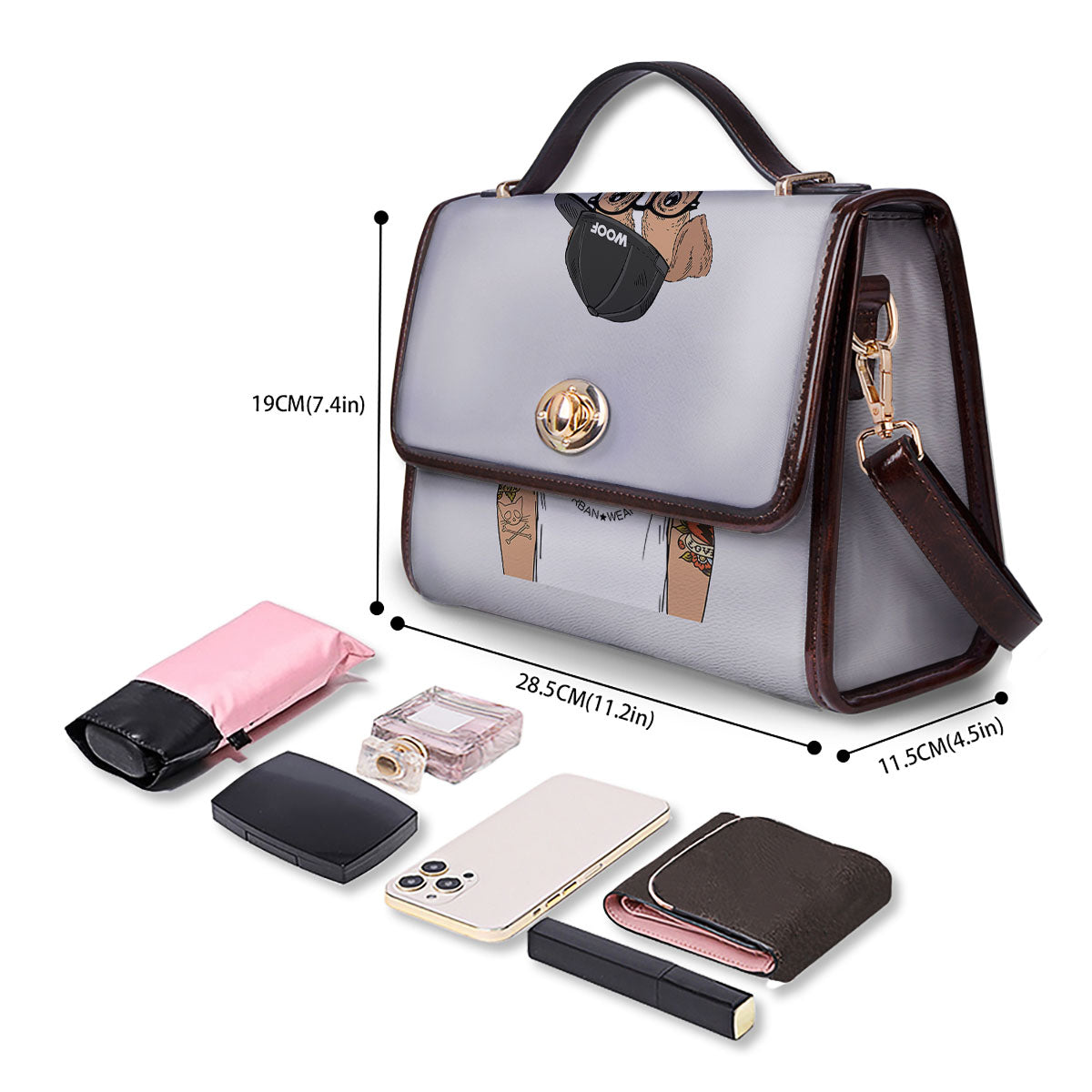 Jack Russell Terrier Hipster Print Women's Satchel Bag