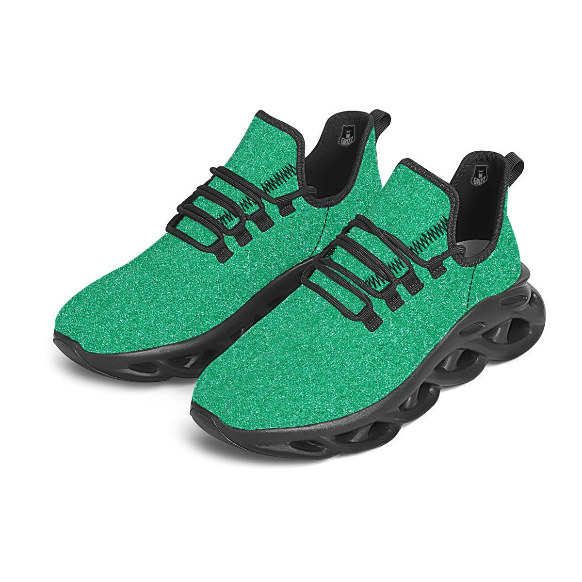 Jade Glitter Artwork Print Black Running Shoes-grizzshop