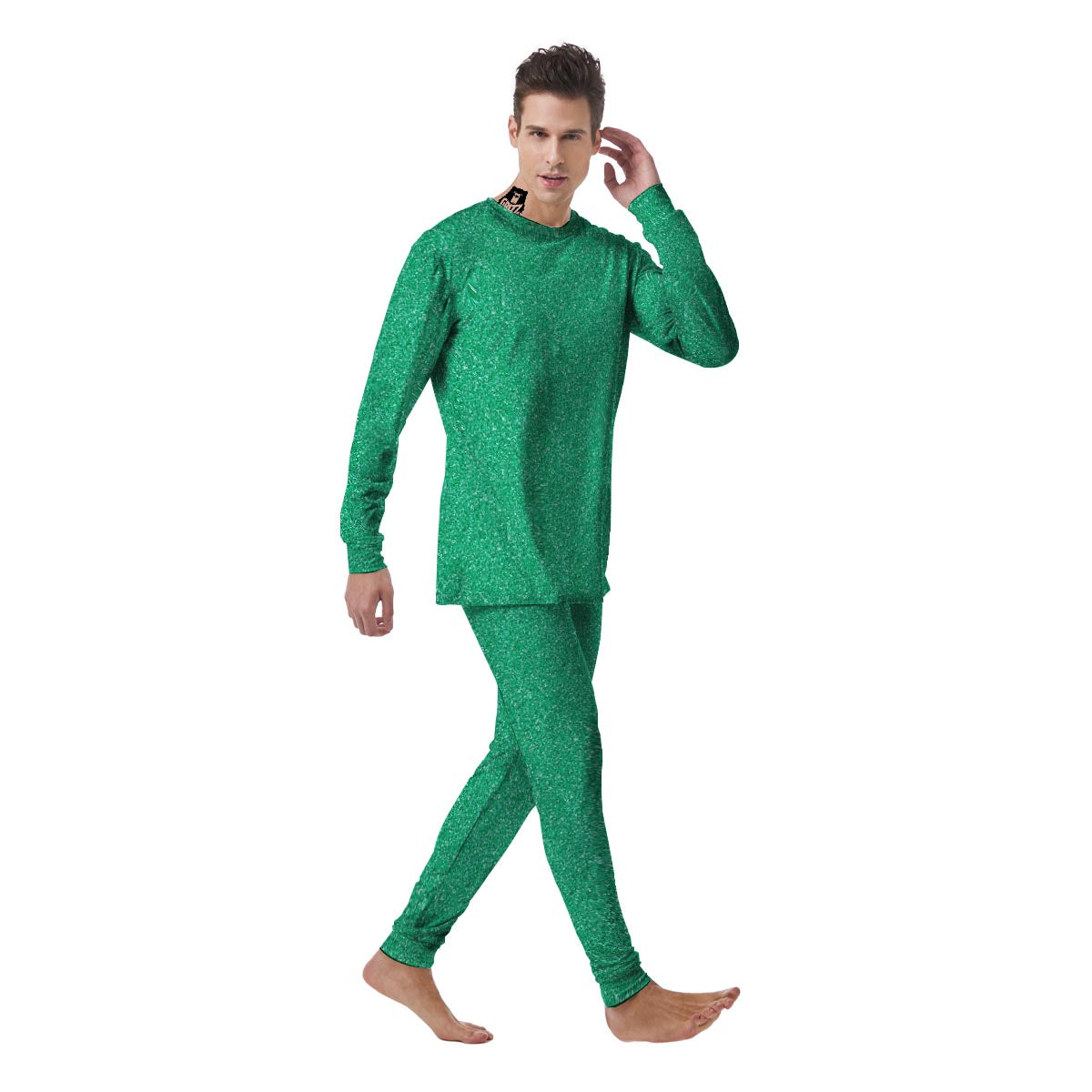 Jade Glitter Artwork Print Men's Pajamas-grizzshop