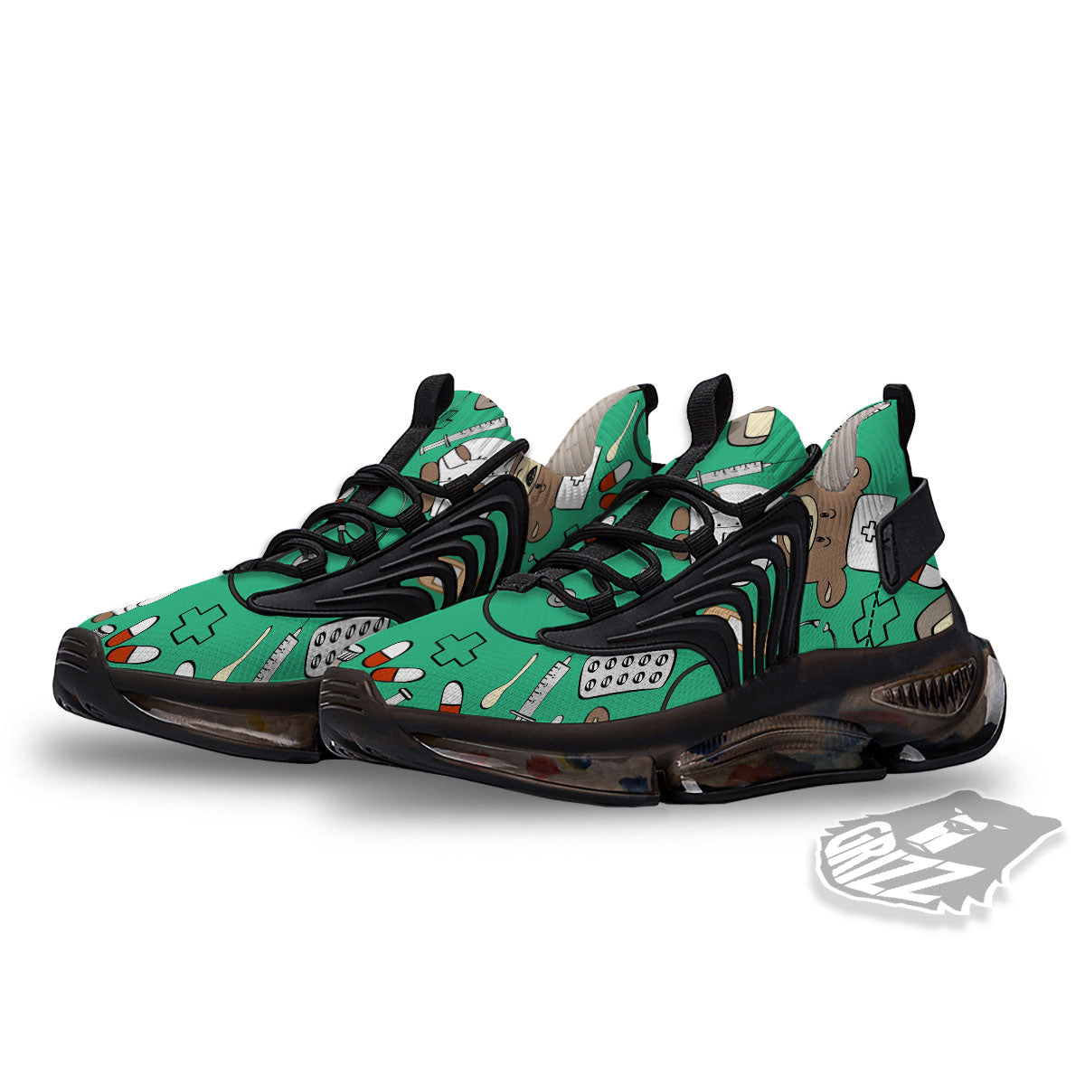 Jade Teddy Bear Nurse Black Gym Shoes-grizzshop