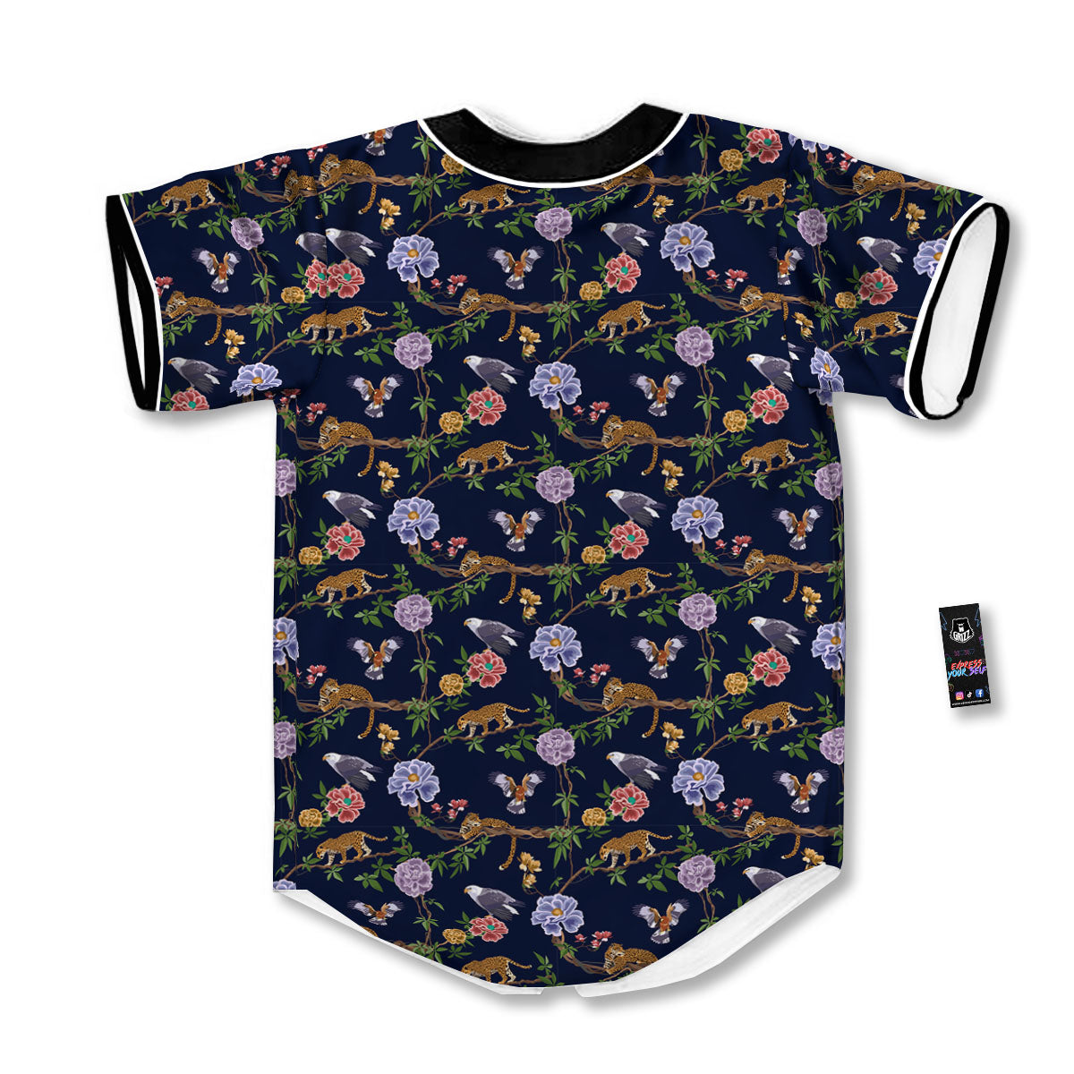 Jaguar And Eagle Print Pattern Baseball Jersey-grizzshop