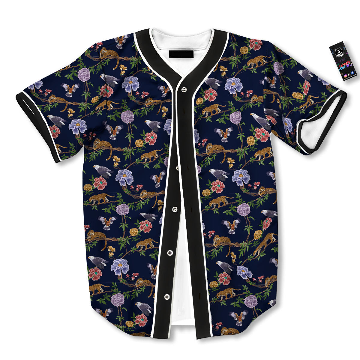 Jaguar And Eagle Print Pattern Baseball Jersey-grizzshop