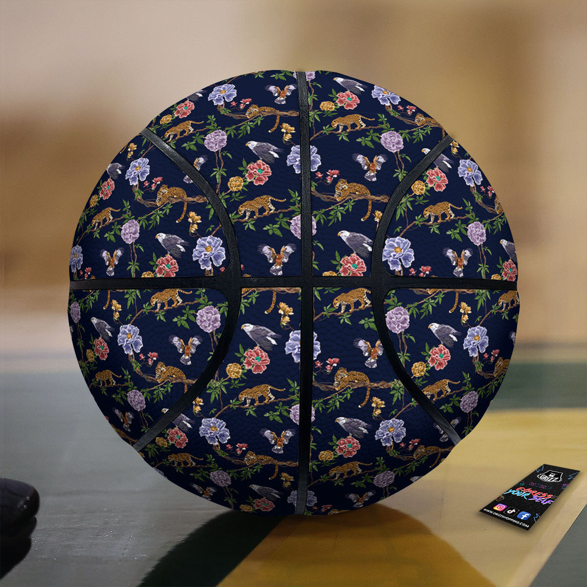 Jaguar And Eagle Print Pattern Basketball-grizzshop