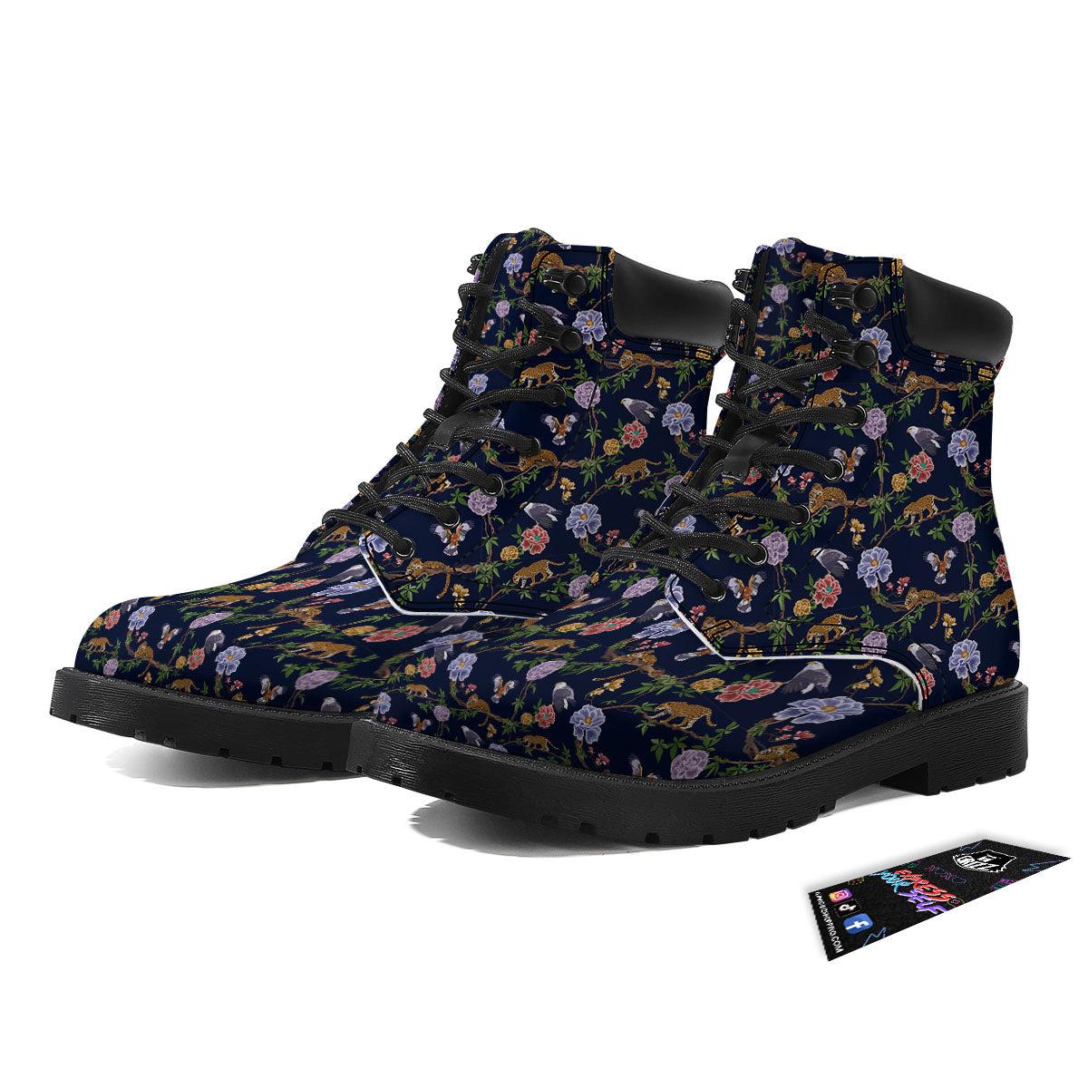 Jaguar And Eagle Print Pattern Boots-grizzshop