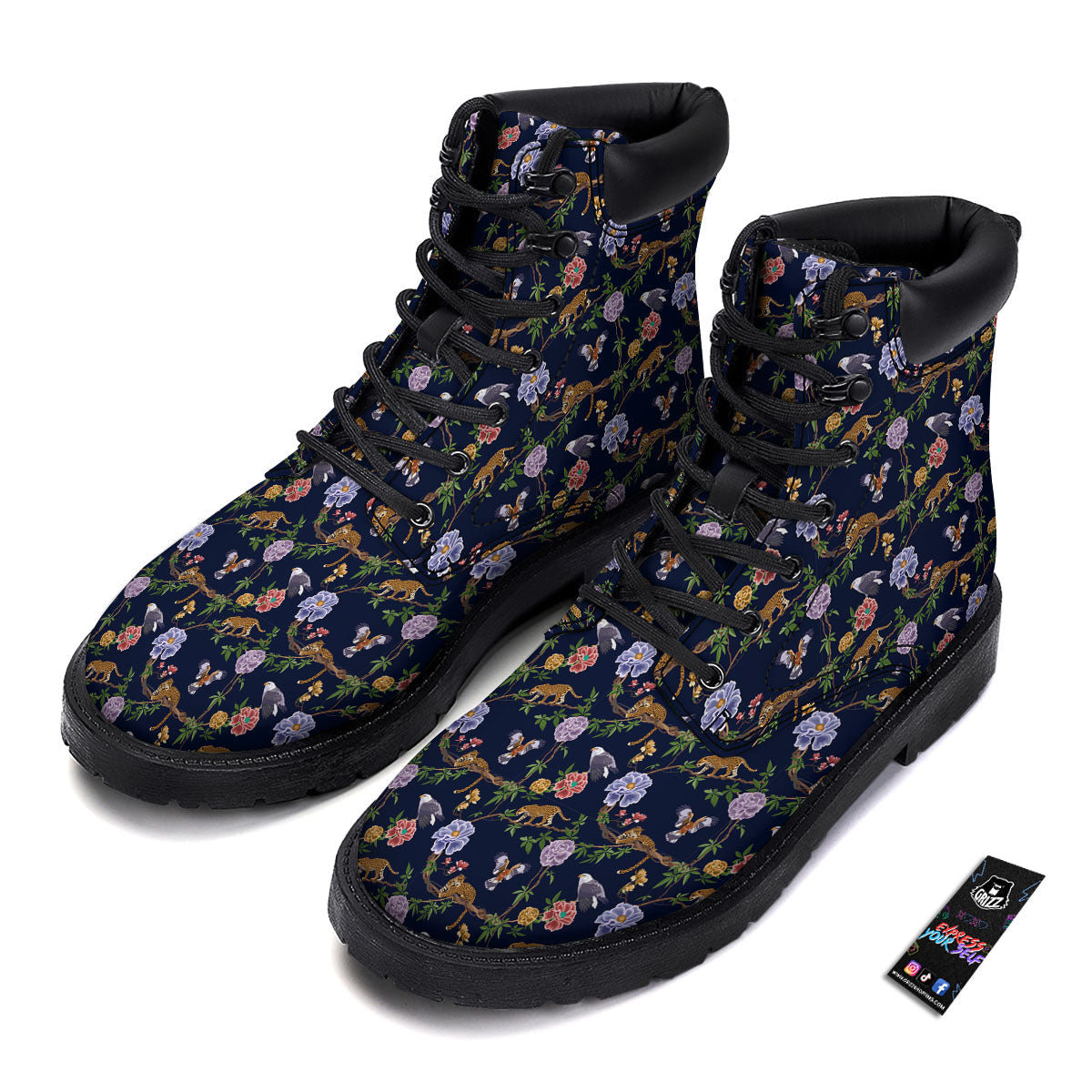 Jaguar And Eagle Print Pattern Boots-grizzshop