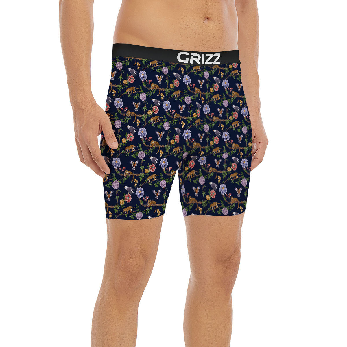 Jaguar And Eagle Print Pattern Boxer Briefs-grizzshop