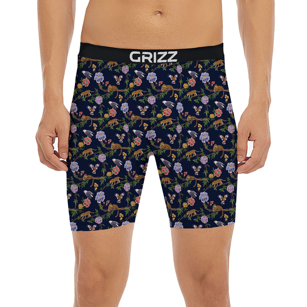 Jaguar And Eagle Print Pattern Boxer Briefs-grizzshop
