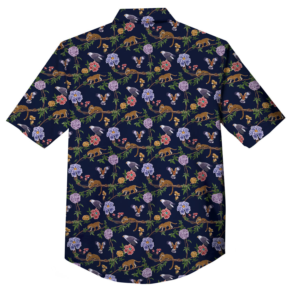 Jaguar And Eagle Print Pattern Button Up Shirt-grizzshop