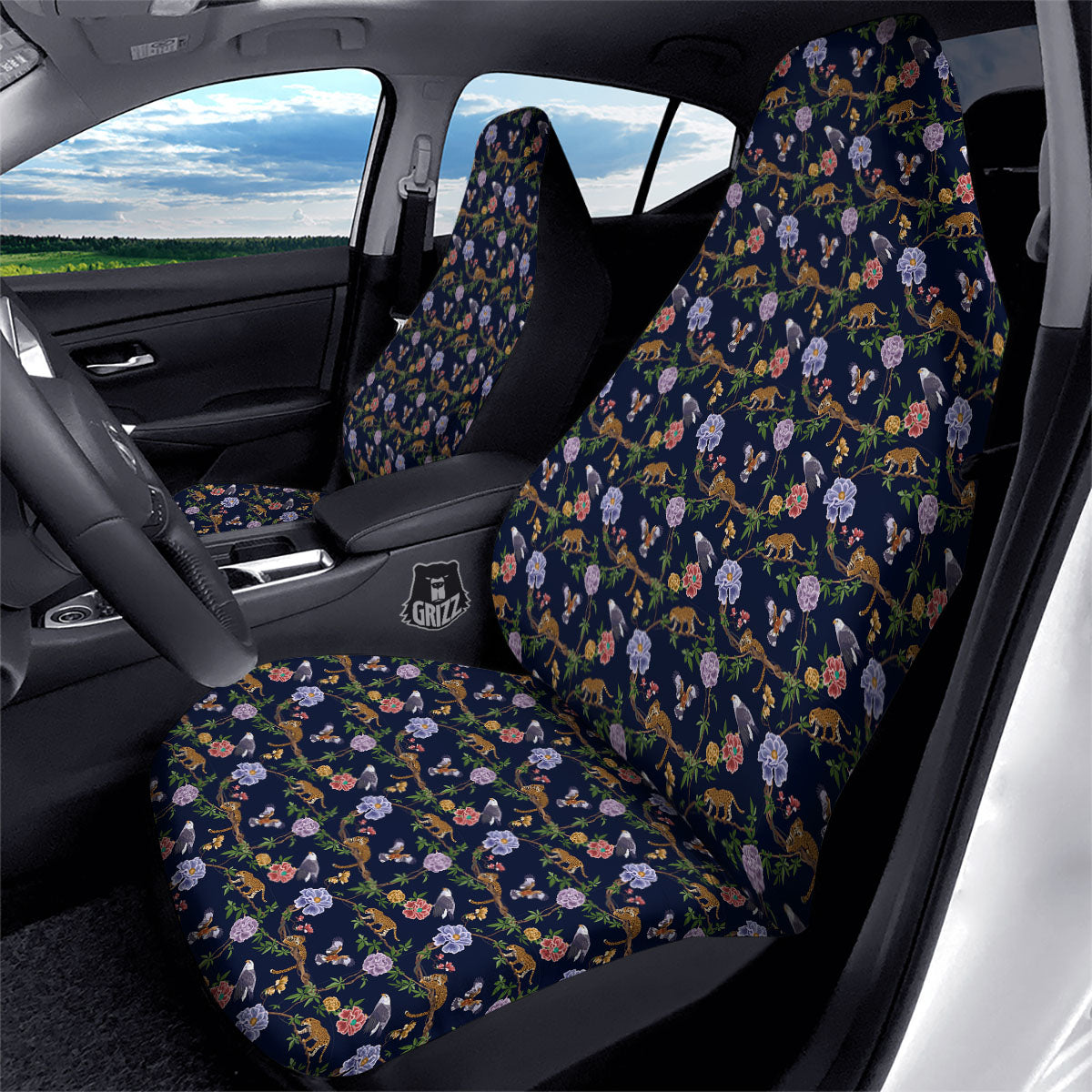 Jaguar And Eagle Print Pattern Car Seat Covers-grizzshop