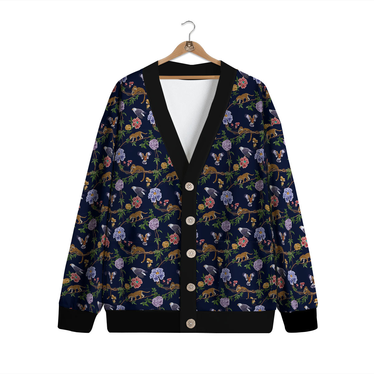 Jaguar And Eagle Print Pattern Cardigan-grizzshop