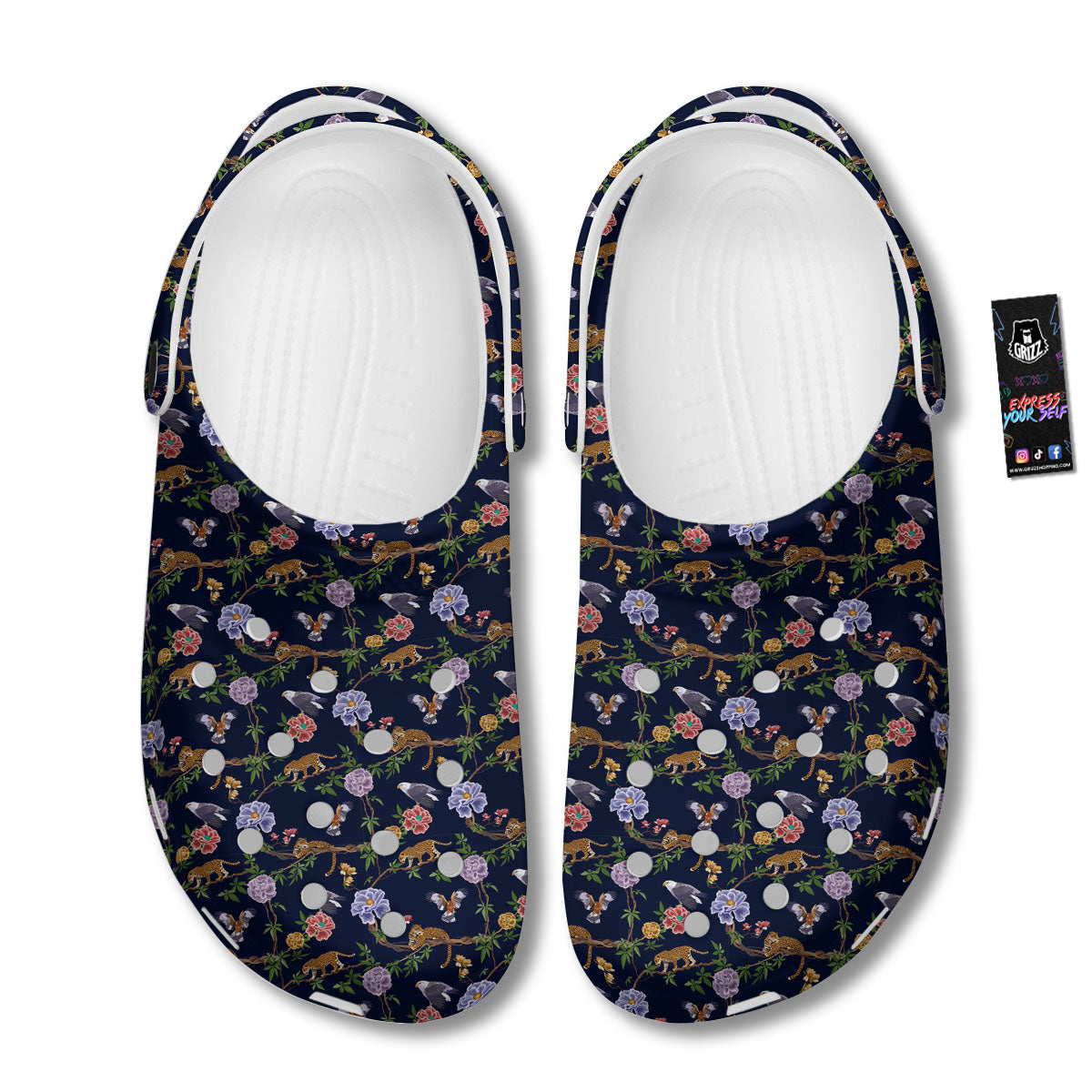 Jaguar And Eagle Print Pattern Clog-grizzshop