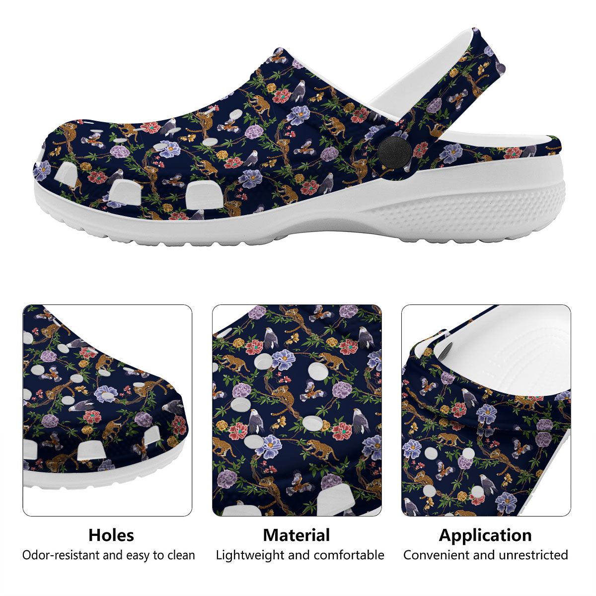Jaguar And Eagle Print Pattern Clog-grizzshop