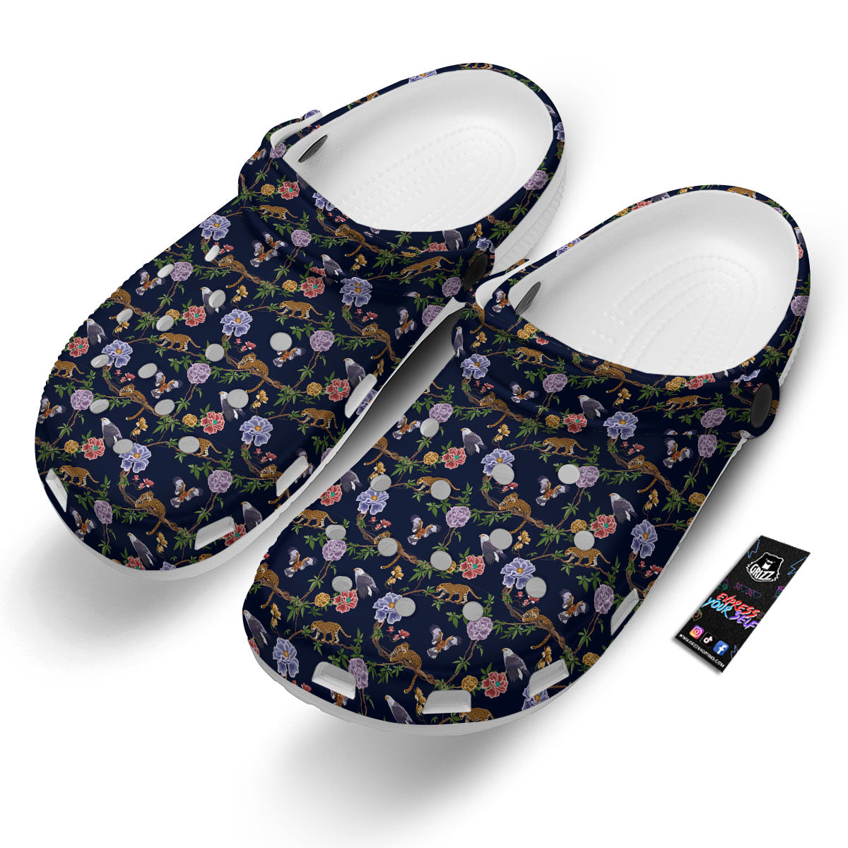 Jaguar And Eagle Print Pattern Clog-grizzshop
