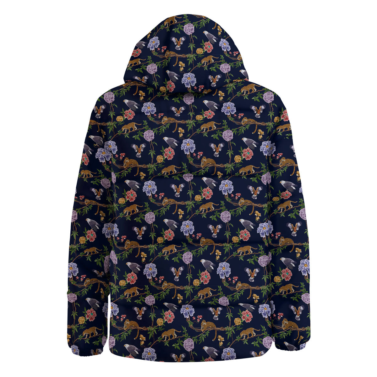 Jaguar And Eagle Print Pattern Down Jacket-grizzshop