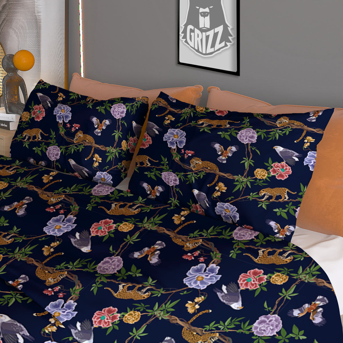 Jaguar And Eagle Print Pattern Duvet Cover Bedding Set