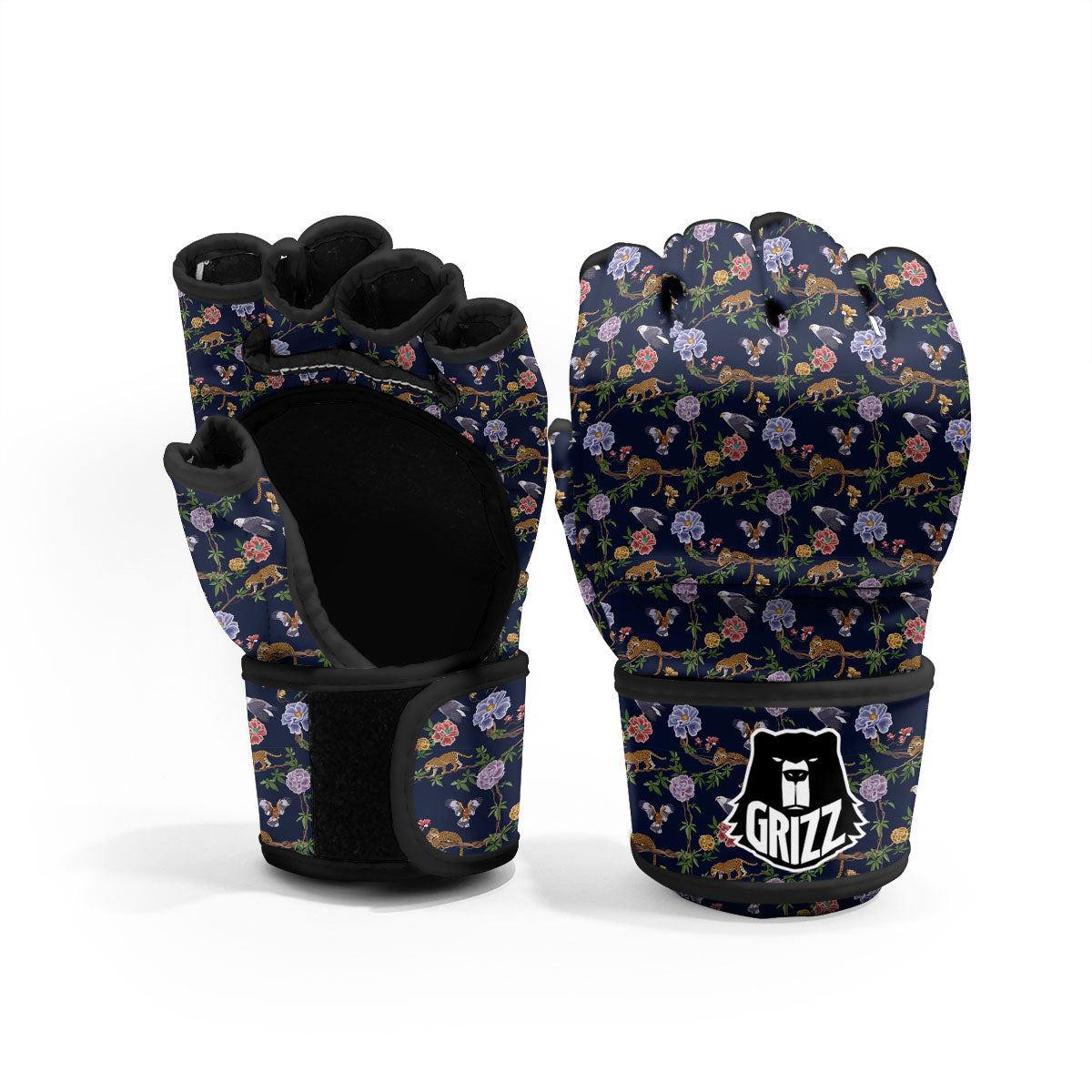 Jaguar And Eagle Print Pattern MMA Gloves-grizzshop