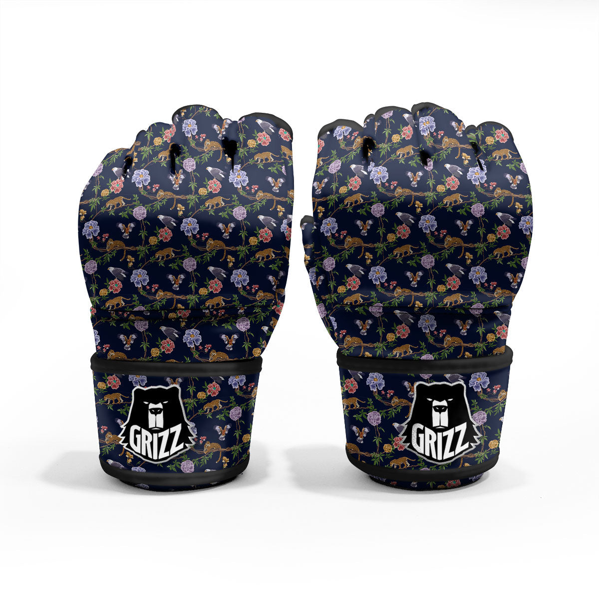 Jaguar And Eagle Print Pattern MMA Gloves-grizzshop