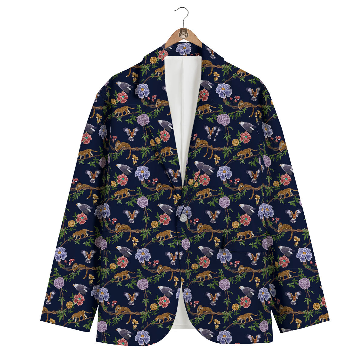 Jaguar And Eagle Print Pattern Men's Blazer-grizzshop