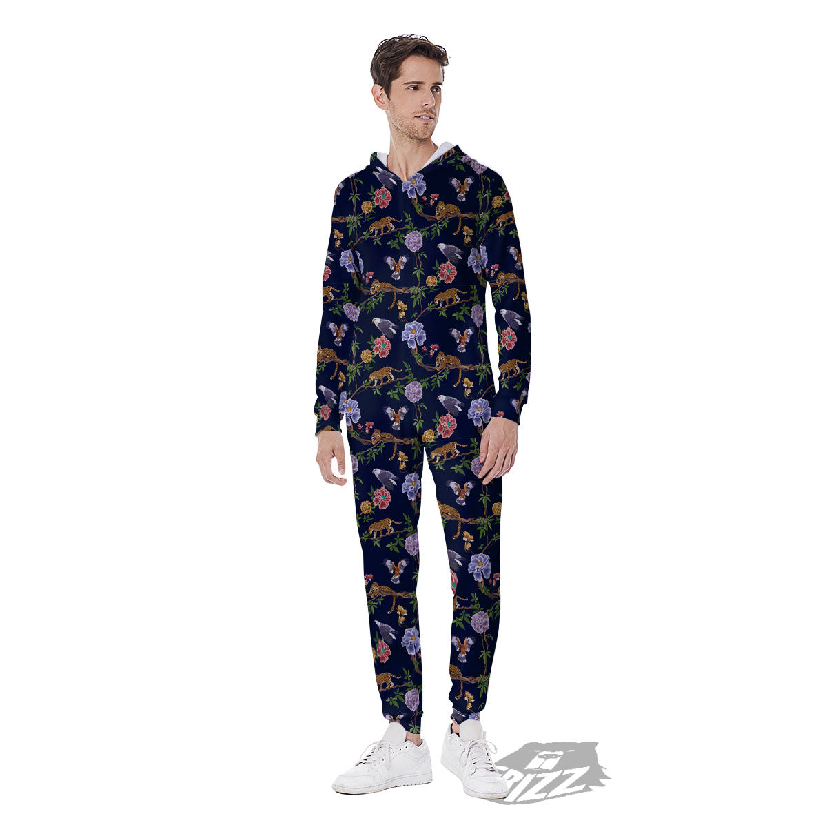 Jaguar And Eagle Print Pattern Men's Jumpsuit-grizzshop