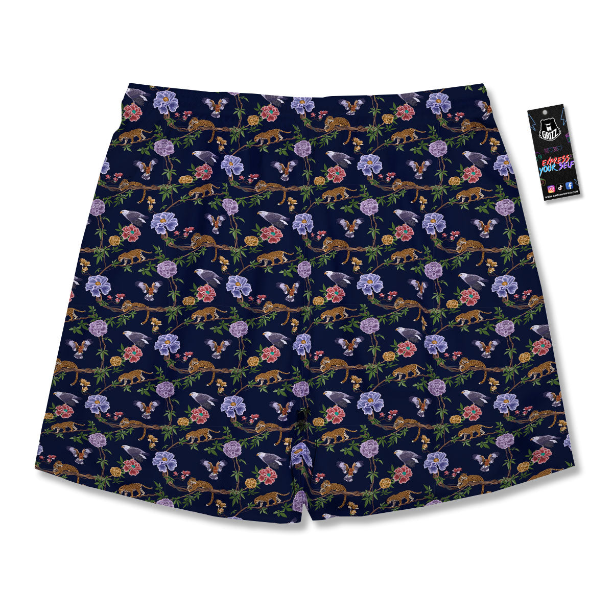 Jaguar And Eagle Print Pattern Men's Running Shorts-grizzshop