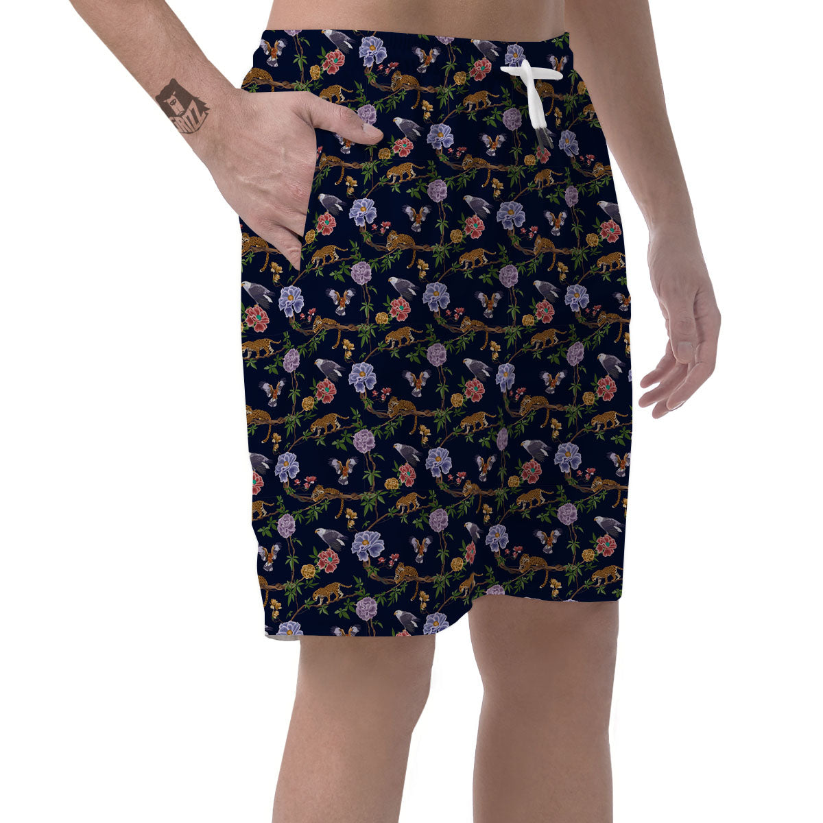 Jaguar And Eagle Print Pattern Men's Shorts-grizzshop