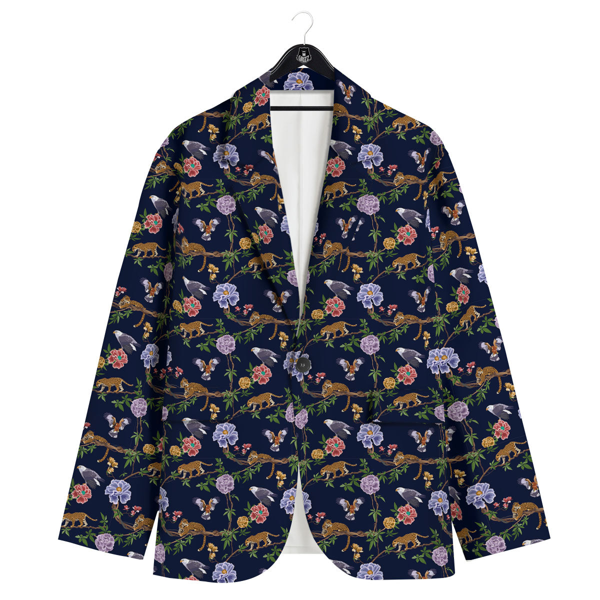 Jaguar And Eagle Print Pattern Men's Sport Coat-grizzshop