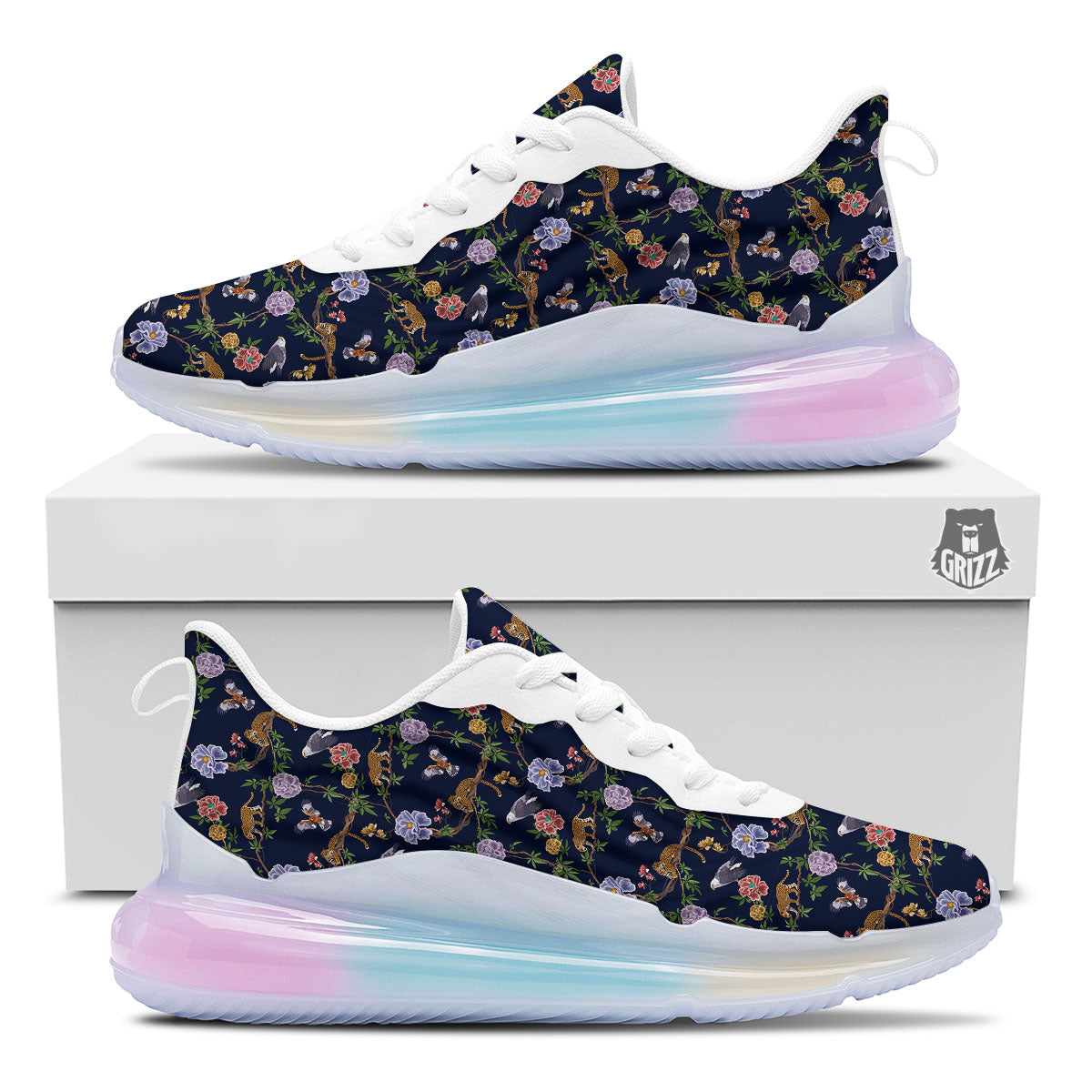 Jaguar And Eagle Print Pattern Running Sneakers-grizzshop