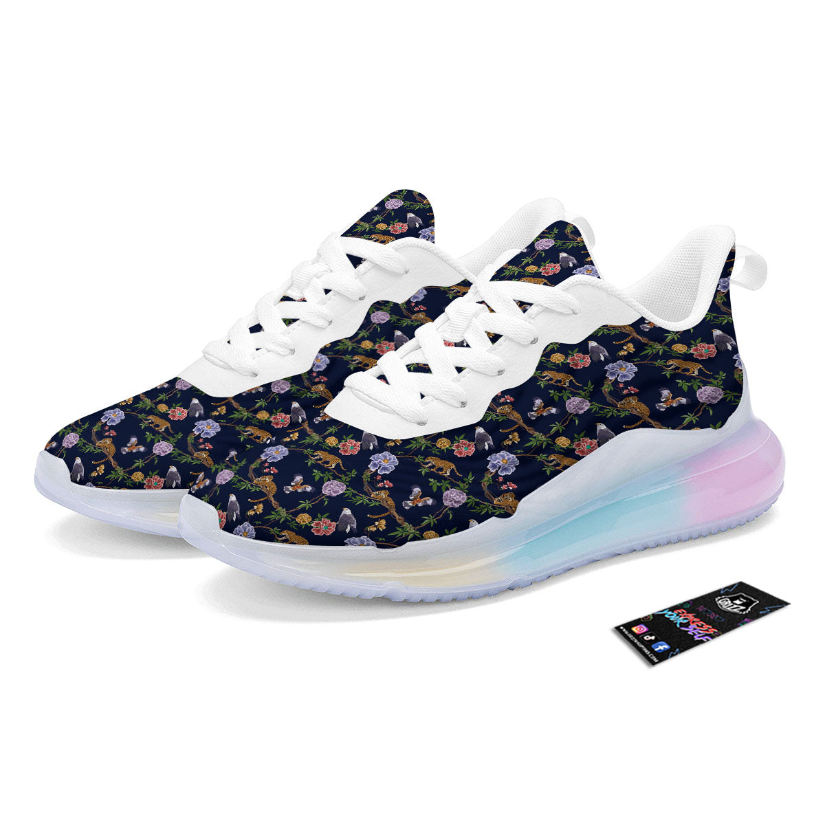 Jaguar And Eagle Print Pattern Running Sneakers-grizzshop