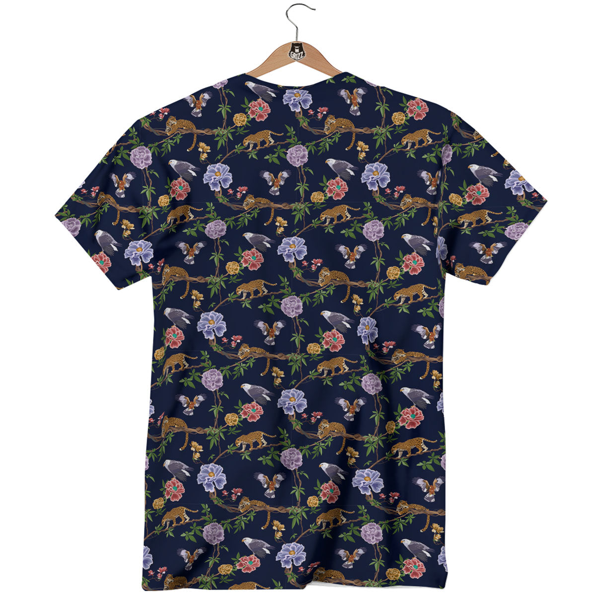 Jaguar And Eagle Print Pattern T-Shirt-grizzshop