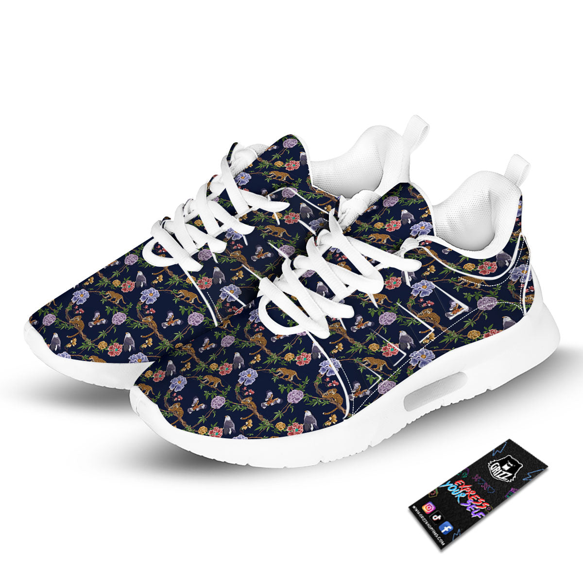 Jaguar And Eagle Print Pattern Tennis Shoes-grizzshop