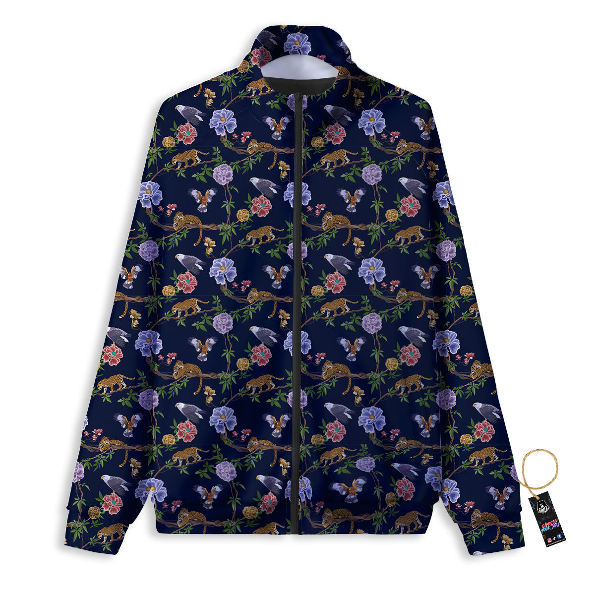 Jaguar And Eagle Print Pattern Track Jacket-grizzshop