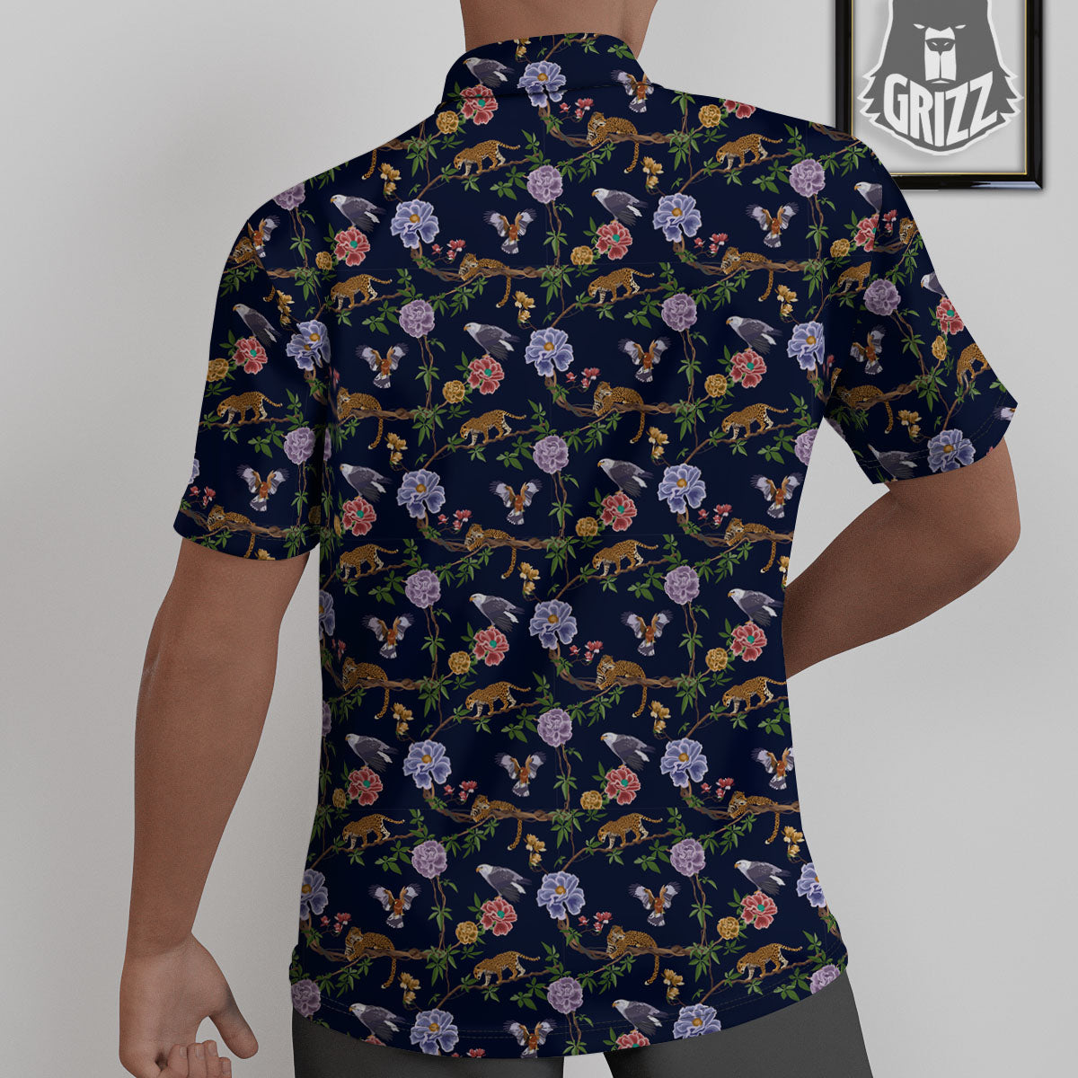 Jaguar And Eagle Print Pattern Untucked Shirts-grizzshop