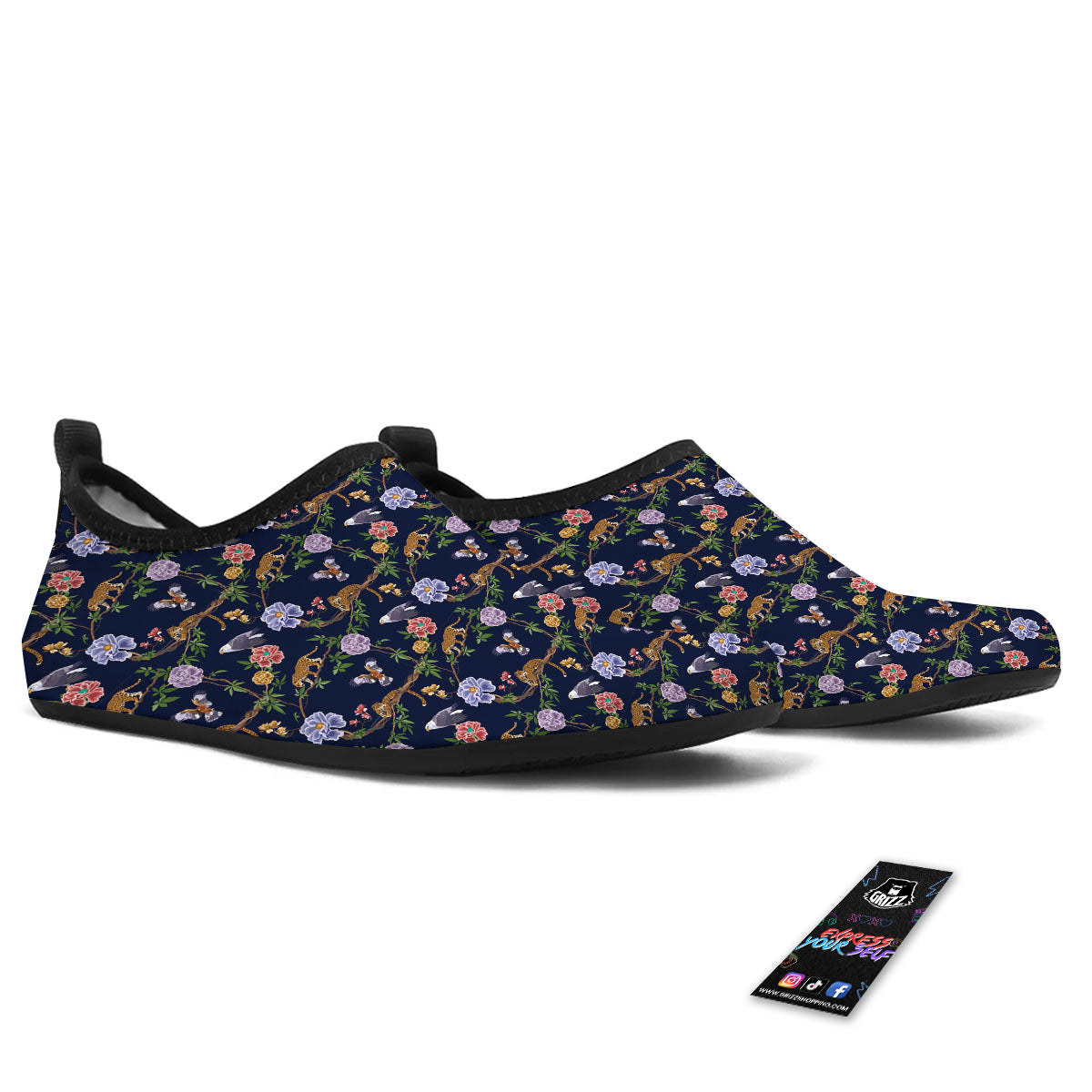 Jaguar And Eagle Print Pattern Water Shoes-grizzshop