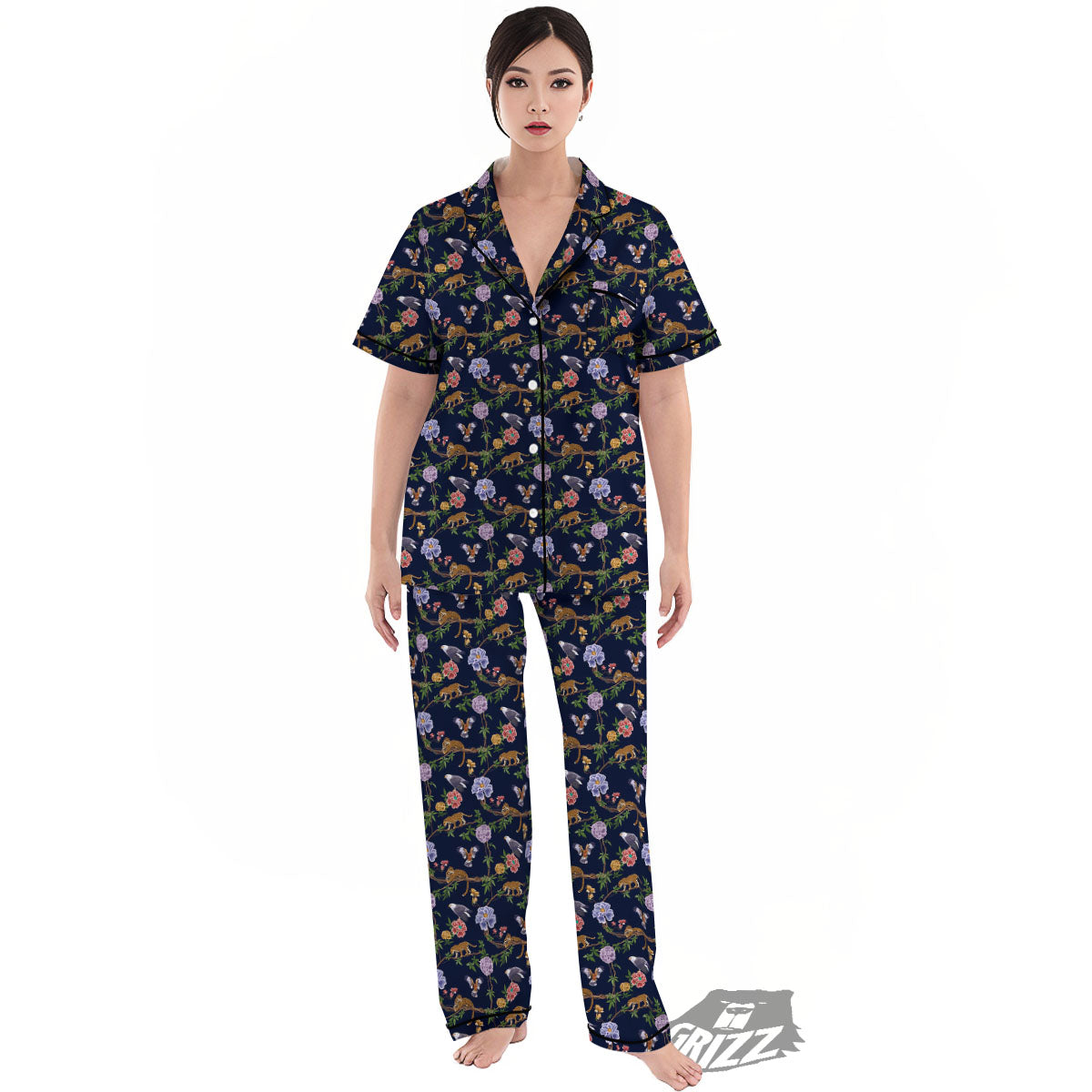 Jaguar And Eagle Print Pattern Women's Pajamas Set-grizzshop