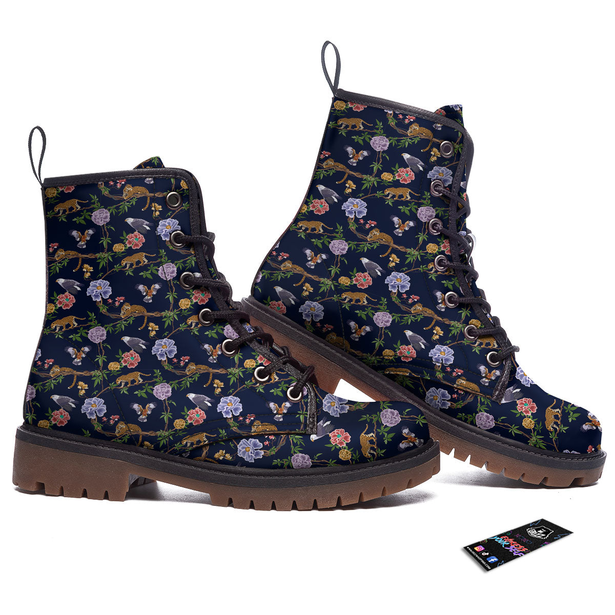 Jaguar And Eagle Print Pattern Work Boots-grizzshop