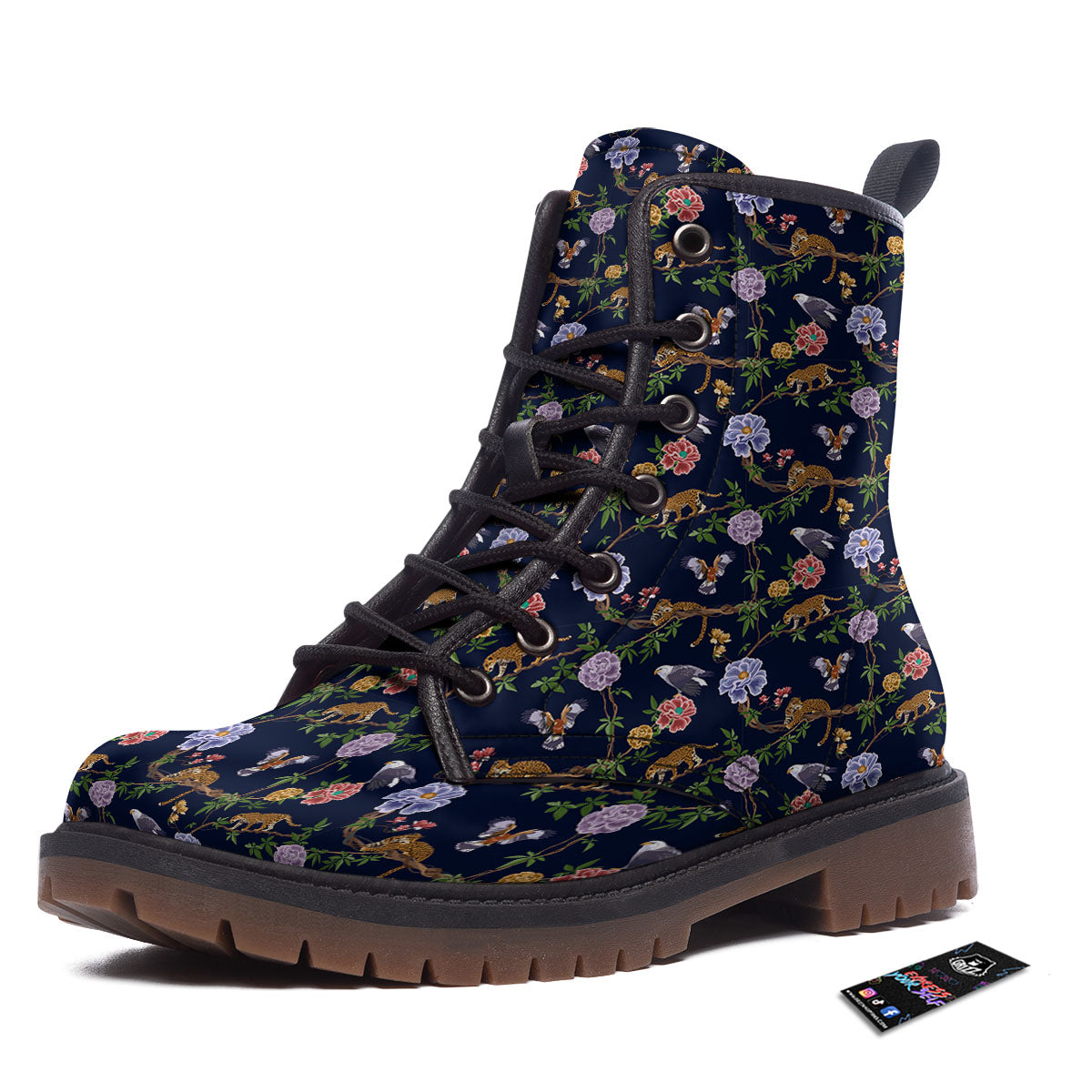 Jaguar And Eagle Print Pattern Work Boots-grizzshop