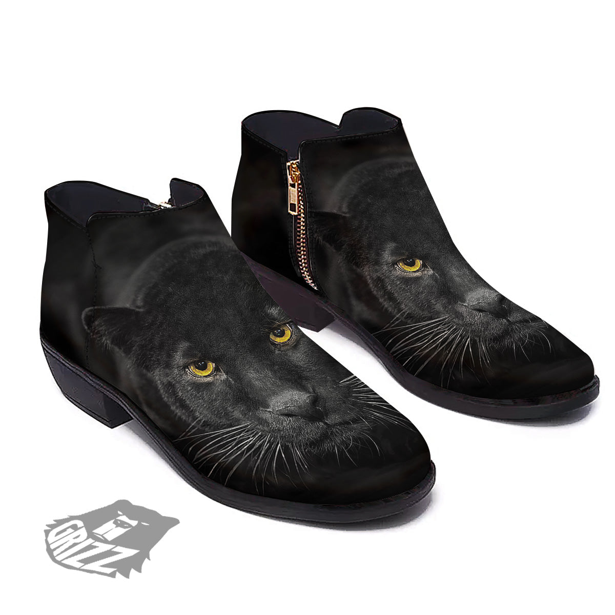 Jaguar Black Print Ankle Boots-grizzshop