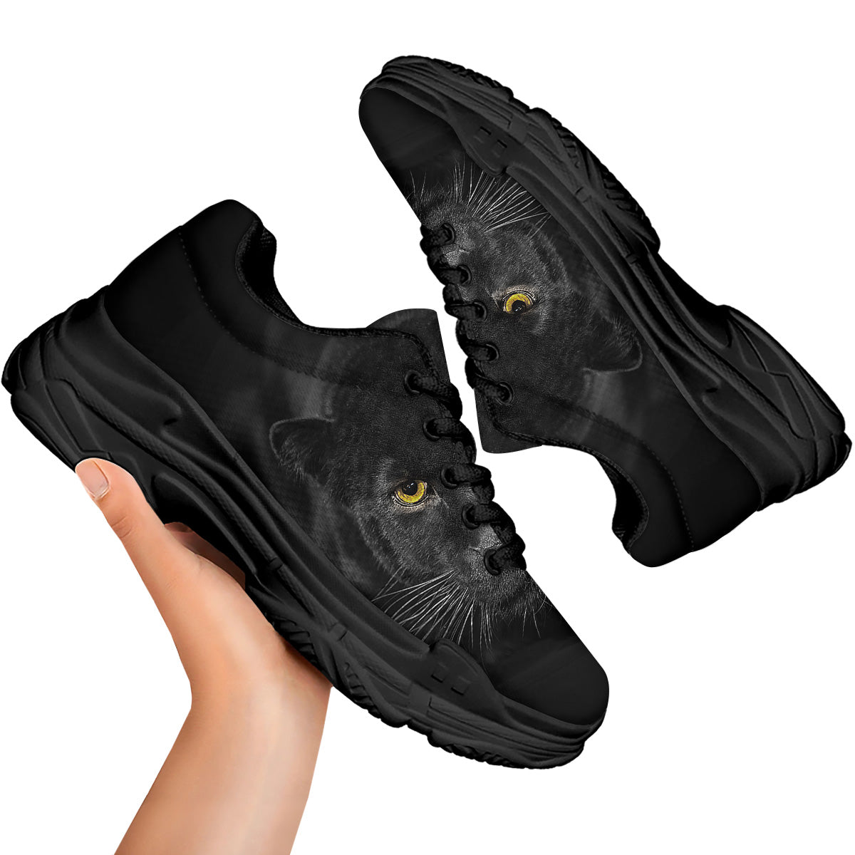 Jaguar Black Print Black Chunky Shoes-grizzshop