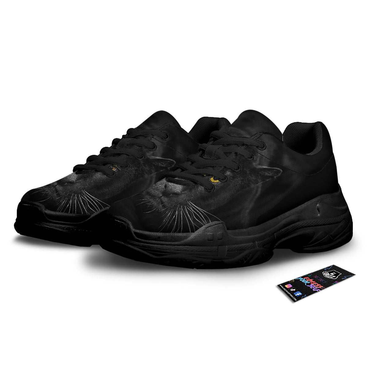 Jaguar Black Print Black Chunky Shoes-grizzshop
