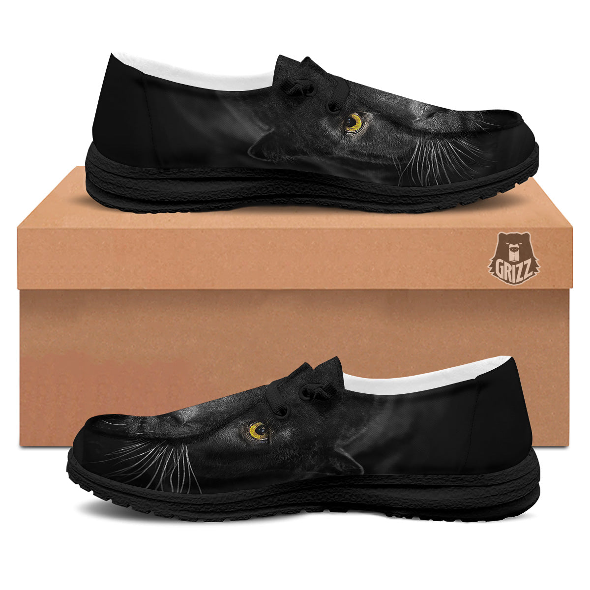Jaguar Black Print Black Loafers-grizzshop