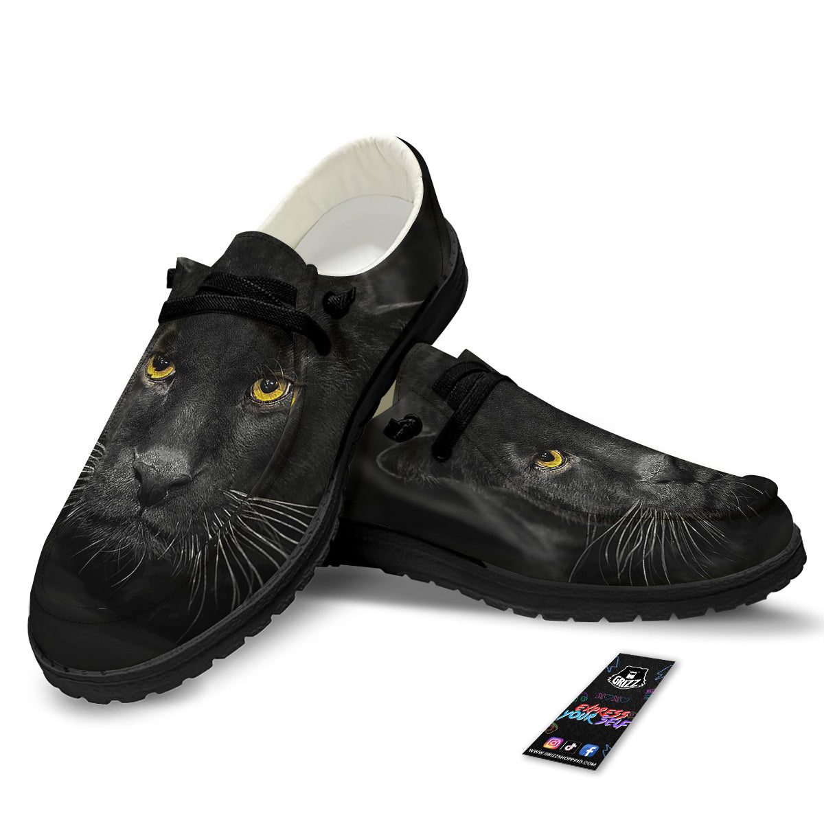 Jaguar Black Print Black Loafers-grizzshop